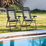 Folding Patio Dining Chairs Set of 2, Grey - Tangkula