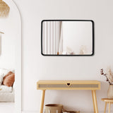 Tangkula Rectangular Wall Mirror, Modern Mirror with Solid Steel Frame & Rounded Corners