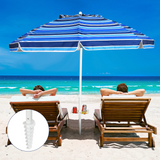 Tangkula 7.2 FT Beach Umbrella, Portable Beach Umbrella W/Sand Anchor & Tilt Mechanism, 8 Sturdy Rib & Premium Steel Pole, Carrying Bag