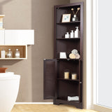 Tangkula Bathroom Corner Storage Cabinet, Free Standing Tall Collection Cabinet with 3 Open Shelves