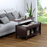TANGKULA Modern Coffee Table w/Hidden Compartment and Open Storage Shelf for Living Room Office Reception Room