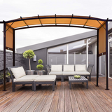 Tangkula 12' x 9' Pergola Gazebo Canopy Outdoor Patio Garden Steel Frame Sun Shelter with Retractable Canopy Shades