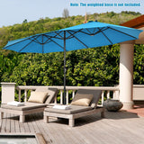 15Ft Double-Sided Patio Umbrella, Market Twin Umbrella W/ 12-Rib Sturdy Metal Frame