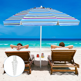 Tangkula 7.2 FT Beach Umbrella, Portable Beach Umbrella W/Sand Anchor & Tilt Mechanism, 8 Sturdy Rib & Premium Steel Pole, Carrying Bag