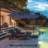Tangkula 10 ft Cantilever Umbrella w/32 Solar-Powered LED Lights, Functional Tilting System & Hand-Crank Mechanism