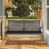 Tangkula 2 Person PE Wicker Porch Swing Bench, 800 LBS Weight Capacity