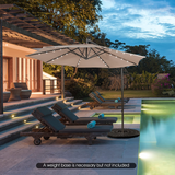 Tangkula 10 ft Cantilever Umbrella w/32 Solar-Powered LED Lights, Functional Tilting System & Hand-Crank Mechanism