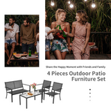 Tangkula 4 Pieces Patio Furniture Set, Outdoor Sectional Conversation Set