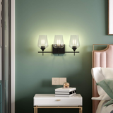 Tangkula 2-Light Wall Sconce, Industrial Vanity Light Fixture with Clear Seeded Glass Lampshade