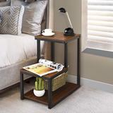 Tangkula 3-Tier Sofa Side Table, Nightstand with Storage Shelf