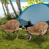 Tangkula Oversized Camping Chair, Outdoor Padded Folding Chair with Cup Holder