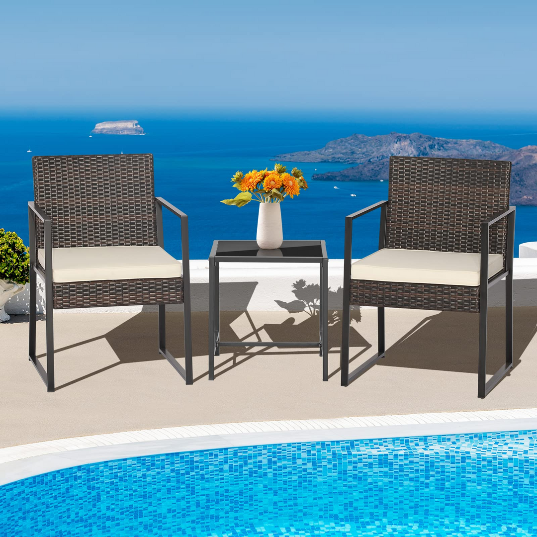 3 Pieces Modern Heavy Duty Patio Furniture Set with Table Tangkula
