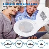Magnifier Glass Desk Lamp with a Small 12D Lens, 5"Diameter Glass Lens