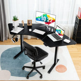 72 x 36 inch Solid 3-Piece Table Top, L-Shaped Desktop for Height Adjustable Frame