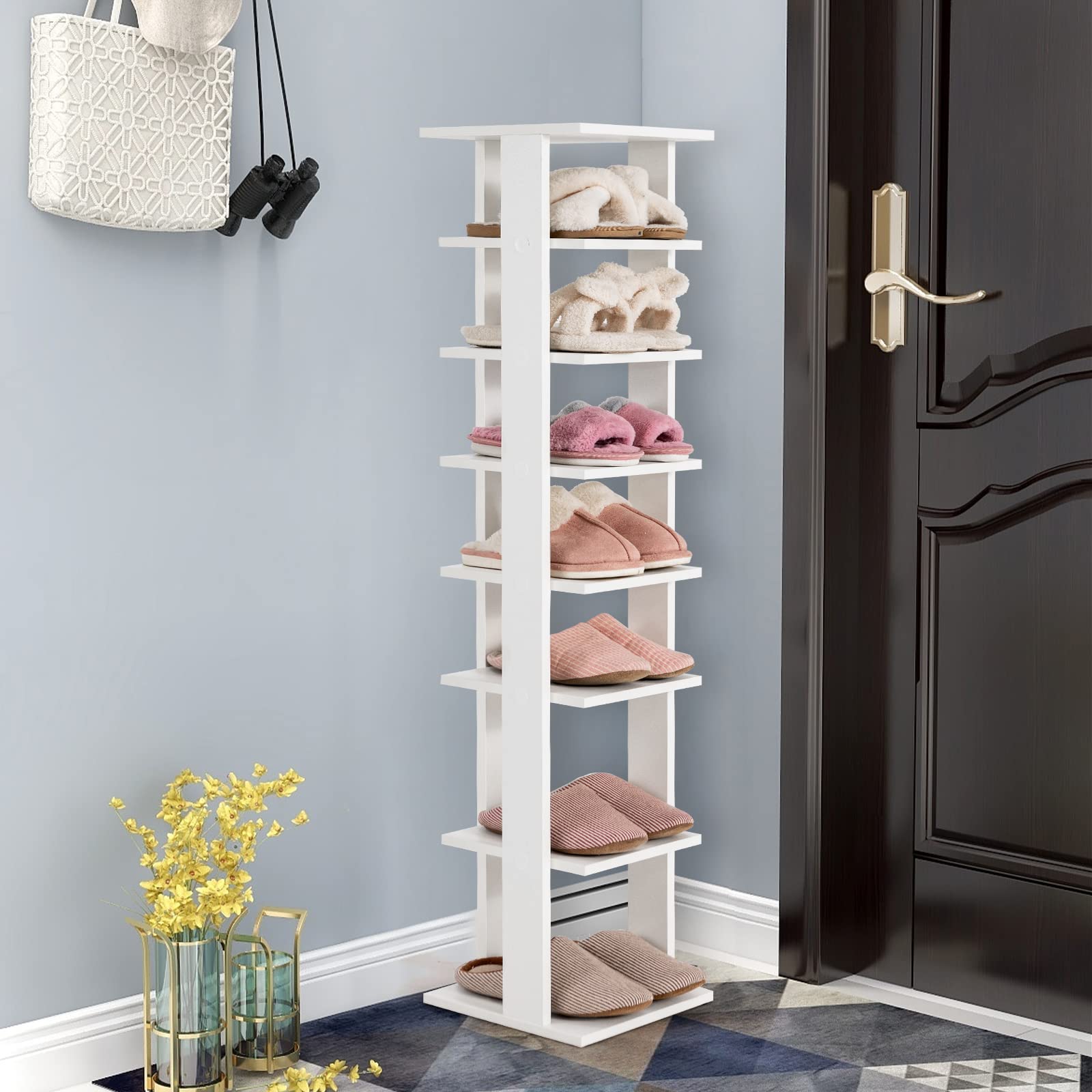 Tangkula 7-Tier Shoe Rack Free Standing Shelf Storage Modern Shoe Rack  Organizer Black