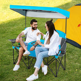 Tangkula Loveseat Camping Chair with Adjustable Shade Canopy