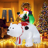 Tangkula Inflatable Christmas Santa Clause Riding The Polar Bear with Shaking Head