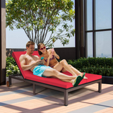 Tangkula 2-Person Patio Lounge Chair, Outdoor Rattan Double Wicker Daybed