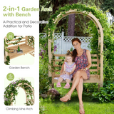 Tangkula 81.5 Inch Wooden Arch with 2 Person Bench
