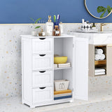 Bathroom Floor Cabinet, Free Standing Storage Cabinet with 4 Drawers & Single Door, 22 x 12 x 32 Inches