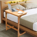 Bamboo TV Tray Sofa Side Table, 7 Angles Adjustable Couch Table