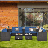 Tangkula 4 Piece Wicker Patio Set with Storage, All Weather-Proof Outdoor Conversation Set