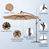 10FT Outdoor Patio Umbrella Solar LED Lighted Sun Shade Market Umbrella