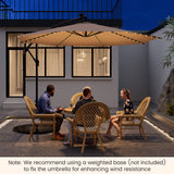 TANGKULA 10FT Solar Offset Umbrella, Tilted Cantilever Hanging Umbrella with 112 LED Lights