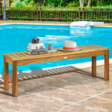 Tangkula 52 Inches Acacia Wood Outdoor Bench, Wood Bench for Dining Room Entryway Poolside Garden