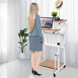 Tangkula Mobile Standing Desk, Height Adjustable Laptop Cart Computer Workstation