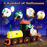 Tangkula 8 FT Long Halloween Inflatable Skeleton Ride on Train