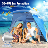 Tangkula 3-4 Person Easy Pop Up Beach Tent, UPF 50+ Portable Sun Shelter