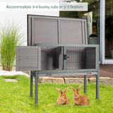 Tangkula Elevated Wood Rabbit Hutch (Grey)