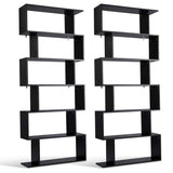 6 Shelf Bookcase, Modern S-Shaped Z-Shelf Style Bookshelf