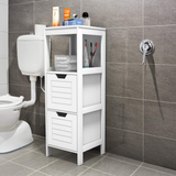 Tangkula Bathroom Floor Cabinet, Multifunctional Wooden Storage Cabinet with 2 Adjustable Drawers