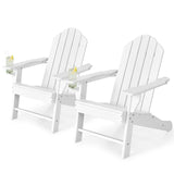 Tangkula Adirondack Chair Outdoor, Fade Resistant HDPE Armchairs with Cup Holder