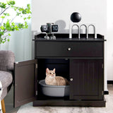Tangkula Litter Box Enclosure, Cat Litter Box Furniture Hidden with Large Drawer, 2 Doors