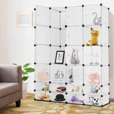 Portable Clothes Closet Wardrobe Bedroom Armoire DIY Storage Organizer Closet with Doors, 16 Cubes and 8 Shoe Racks