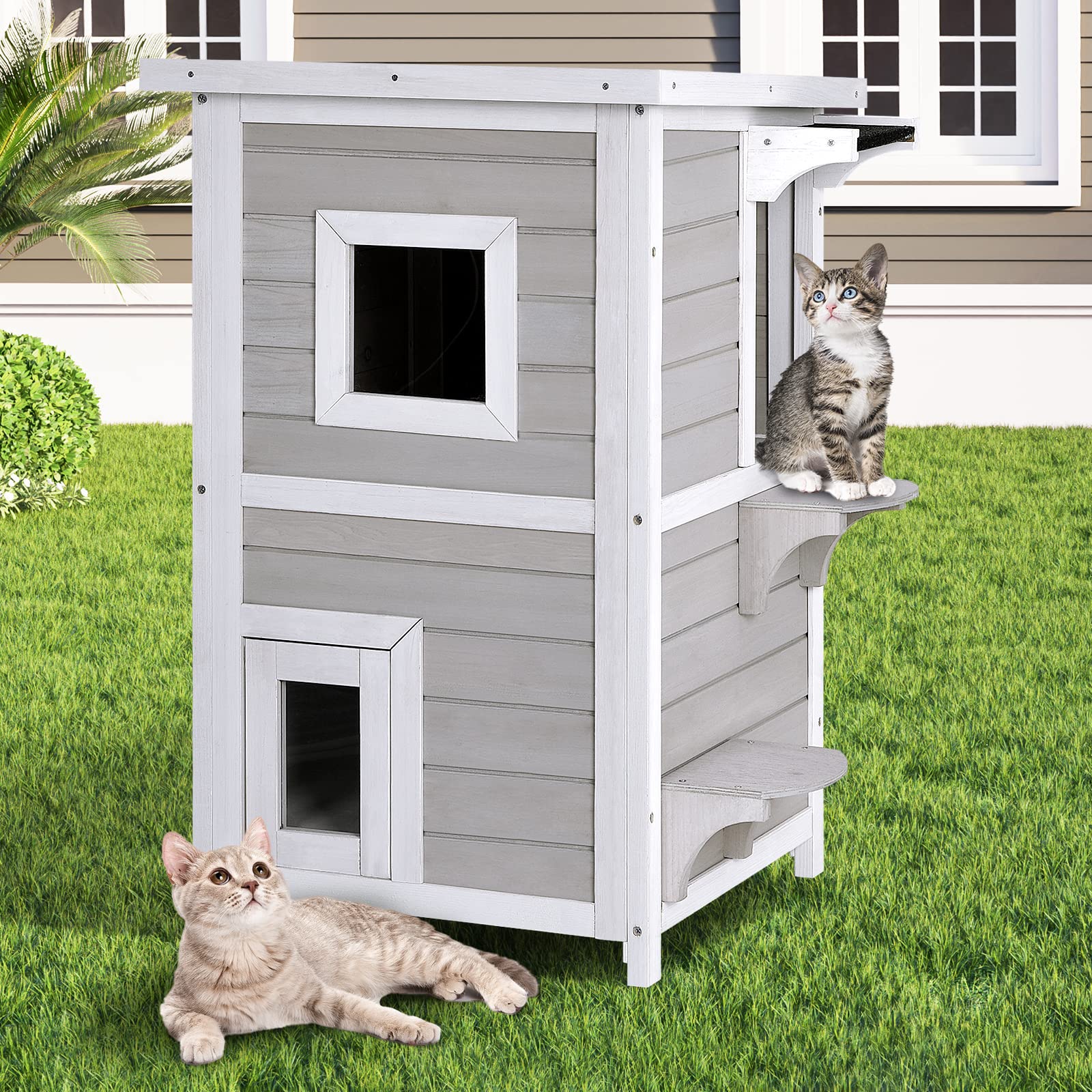 Outdoor Cat House Wooden - Tangkula