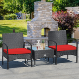 Tangkula 3 Pieces Patio Rattan Conversation Set