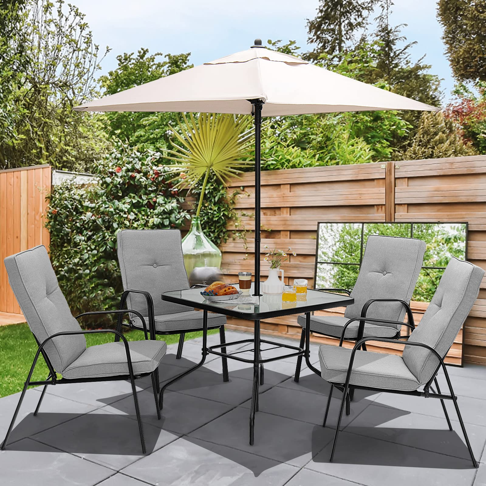 TANGKULA 5 FT Patio Umbrella, Outdoor Table Market Umbrella with Quick – tangkula