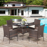 Tangkula 5 Pieces Wicker Patio Dining Set, Outdoor PE Rattan Chairs Table Set with 4 Seat Cushions