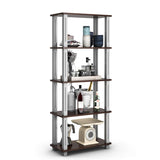 Tangkula 57" Storage Shelves, Space-Saving 5-Tier Storage Rack Organizer(Walnut & Black)