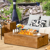 Tangkula 2 Pieces Outdoor Propane Fire Pit Table Set, Patiojoy 48 Inch Rustic 50,000 BTU Rectangular Gas Fire Pit Table
