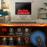 Tangkula 34 Inches Electric Fireplace Insert, Recessed and Freestanding Fireplace Heater with Touch Panel