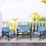 Tangkula Outdoor Aluminum Patio Conversation Set, Patio Sofa Set 1 Loveseat, 2 Single Sofas, 1 Coffee Table