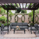 4-Piece Outdoor Furniture Set, Garden Aluminum Conversation Set with Padded Cushions