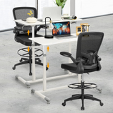 Tangkula Home Office Computer Desk & Chair Set, Height Adjustable Ergonomic Chair & Standing Desk with Wheels