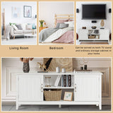 Farmhouse Wood Barn Door TV Stand for TV's up to 65" Flat Screen, Living Room Media Console Storage Cabinet with