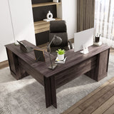 Tangkula L-Shaped Office Desk with Storage Drawers & Keyboard Tray